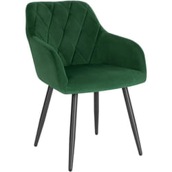 Chaise Salle à Manger, Chaise de Cuisine en Velours, Assis Rembourré et Pieds en Métal, Vert Foncé - Woltu