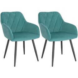 Lot de 2 Chaise Salle à Manger Woltu Chaise de Cuisine en Velours, Assis Rembourré et Pieds en Métal, Vert Turc