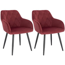 Woltu - Lot de 2 Chaise Salle à Manger Chaise de Cuisine en Velours, Assis Rembourré et Pieds en Métal, Bordeaux