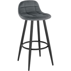 Tabouret de Bar Moderne, Chaise de Cuisine Haute en Velours et Métal, Hauteur d'Assise 70cm, Gris Foncé - Woltu