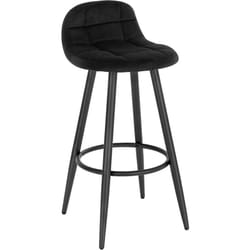 Tabouret de Bar Moderne, Chaise de Cuisine Haute en Velours et Métal, Hauteur d'Assise 70cm, Noir - Woltu