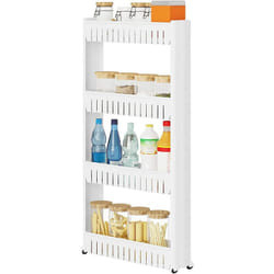 Chariot de Cuisine, Étagère de Niche sur Pied à 4 Niveaux, Blanc, 54x13x102cm, - Woltu