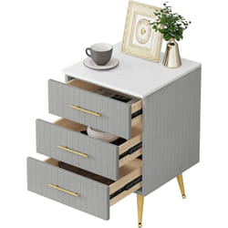 Woltu - Table de Chevet en Velours, Table de Nuit, Commode de Rangement en mdf, Montage Facile 40, 5x41x60cm, Gris