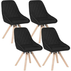 Lot de 4 Chaises Pivotantes de Salle à Manger Woltu Chaise de Cuisine en Velours, Pieds en Bois Massif, Noir