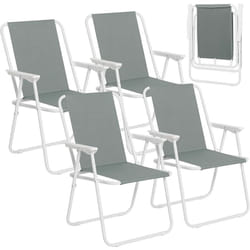 Woltu - Lot de 4 Chaises de Camping, avec Dossier Portables et Légères, Chaise de Pêche avec Accoudoirs, Gris Foncé