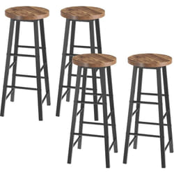 Lot de 4 Tabourets de Bar, Tabouret de Bistrot, Chaise Stable et Durable, Surface d'assise en mdf, Noir+Vintage - Woltu