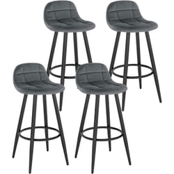 Lot de 4 Tabourets de Bar Modernes, Chaise de Cuisine Haute en Velours et Métal, Hauteur d'Assise 70cm, Gris Foncé - Woltu