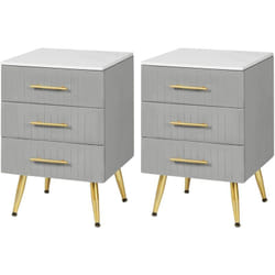 Woltu - Lot de 2 Table de Chevet en Velours, Table de Nuit, Commode de Rangement en mdf, Montage Facile 40, 5x41x60cm, Gris