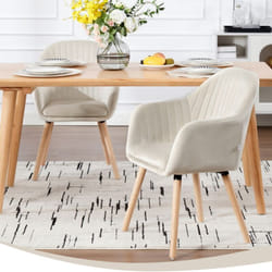 Lot de 2 Chaises de salle à manger en velours - Chaise pour cuisine salon café - Pieds en bois massif - Crème