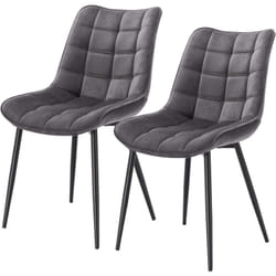 Lot de 2 Chaises de Salle à Manger Woltu Chaise de cuisine en velours Pieds en métal, Chaises scandinaves, Gris foncé