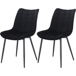 Lot de 2 Chaises de Salle à Manger Woltu Chaise de cuisine en velours Pieds en métal, Chaises scandinaves, Noir