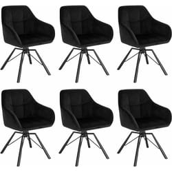 Chaise Pivotante à 360°, Lot de 6, Chaise Salle à Manger Scandinave, Fauteuil de Cuisine en Velours, Noir - Woltu