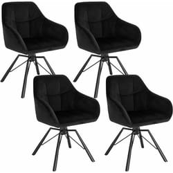 Chaise Pivotante à 360°, Lot de 4, Chaise Salle à Manger Scandinave, Fauteuil de Cuisine en Velours, Noir - Woltu