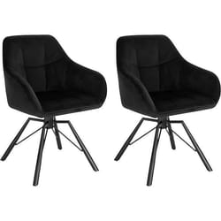 WOLTU Chaise Pivotante à 360° Lot de 2 Chaise Salle à Manger Scandinave Fauteuil de Cuisine en Velours Noir W0ATT0020-2