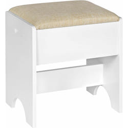 Woltu - Tabouret Coiffeuse, Chaise de Maquillage Rembourré, 40x30x45cm, Siège en Lin et mdf, Beige+Blanc
