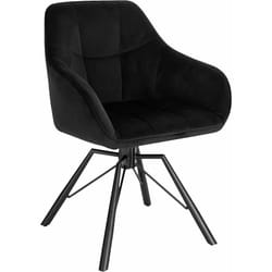 Chaise Pivotante à 360°, Chaise Salle à Manger Scandinave, Fauteuil de Cuisine en Velours, Noir - Woltu