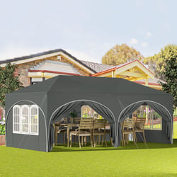 Tonnelle de Jardin 3x6m Woltu Pergola Pliante, Barnum, avec 6 Parois Latérales, Hauteur Réglable, Imperméable, Protection de uv, Gris