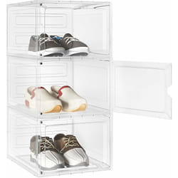 Woltu - Boîtes à Chaussures Lot de 3, Unités de Rangement avec Portes, en pp+abs, Empilable, Transparent