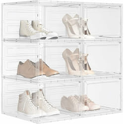 Woltu - Boîtes à Chaussures Lot de 6, Unités de Rangement avec Portes, en pp+abs, Empilable, Transparent