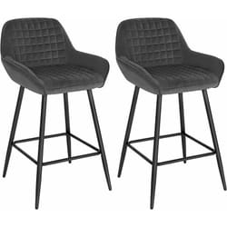 Lot de 2 Tabourets de bar Woltu Chaise de Bar avec Accoudoirs, Design Chaise Haute pour Bar, Siège en Velours, Cadre en métal, Gris Foncé