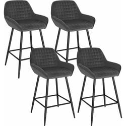 Lot de 4 Tabourets de bar Woltu Chaise de Bar avec Accoudoirs, Design Chaise Haute pour Bar, Siège en Velours, Cadre en métal, Gris Foncé