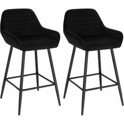 Lot de 2 Tabourets de bar Woltu Chaise de Bar avec Accoudoirs, Design Chaise Haute pour Bar, Siège en Velours, Cadre en métal, Noir