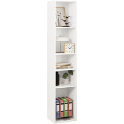 Bibliothèque Étagère Woltu Colonne avec 5 Casiers Ouverts, Meuble de Rangement Multifonctionnel, 30x26x151cm, Blanc