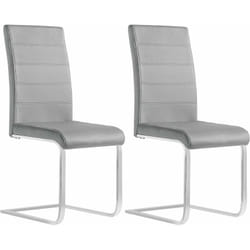 Woltu - Lot de 2 Chaises Salle à Manger Chaise Cantilever en Velours, Doux et confortable, Gris Foncé