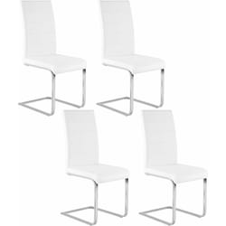 Lot de 4 Chaises Salle à Manger WOLTU, Chaise Cantilever en Similicuir, Doux et confortable, Blanc