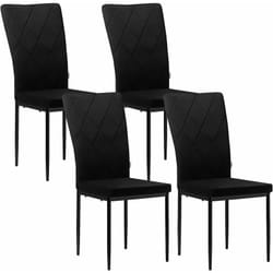 Lot de 4 Chaises Salle à Manger Woltu Chaise de Cuisine en Velours, Siège Rembourré, Pieds en Métal, Noir