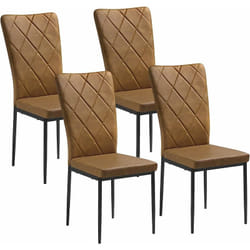 Lot de 4 Chaises Salle à Manger Woltu Chaise de Cuisine en pu Vintage, Siège Rembourré, Pieds en Métal, Marron