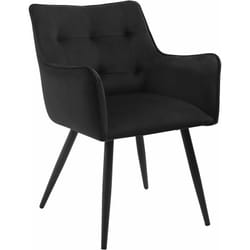 Chaise de Salle à Manger Scandinave, Fauteuil Rembourrée en Velours, Pieds en Métal, Noir - Woltu