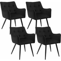 Lot de 4 Chaises de Salle à Manger Scandinave Woltu Fauteuil Rembourrée en Velours, Pieds en Métal, Noir
