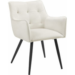 Chaise de Salle à Manger Scandinave, Fauteuil Rembourrée en Velours, Pieds en Métal, Crème - Woltu