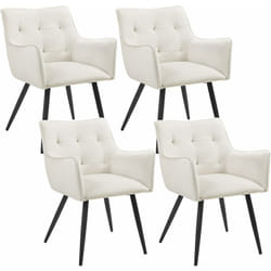 Lot de 4 Chaises de Salle à Manger Scandinave WOLTU, Fauteuil Rembourrée en Velours, Pieds en Métal, Crème