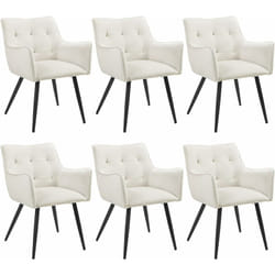 Lot de 6 Chaises de Salle à Manger Scandinave WOLTU, Fauteuil Rembourrée en Velours, Pieds en Métal, Crème