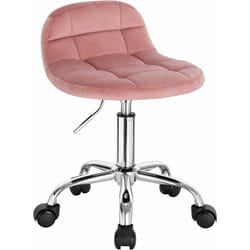 Woltu - Tabouret de Bureau, Tabouret Coiffeuse en Velours, Chaise d'Ordinateur Pivotante à roulettes, Rose