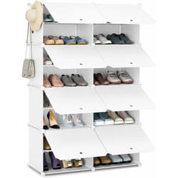 WOLTU Meuble Chaussure, Rangement Chaussure avec 8 Compartiments, Boîte Empilable en Plastique, Blanc
