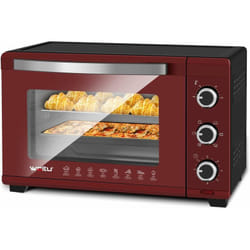 Woltu - Four Électrique 32L, Four de Table 1600W, Minuterie 60 min, 100-230℃, Porte à Double Vitrage, Rouge+Noir