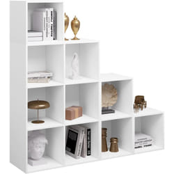 Bibliothèque à 10 Compartiments Cubiques Woltu tagère avec Casiers, Meuble de Rangement 120x30x120cm, Blanc