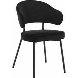 Chaise Salle à Manger avec Dossier, Chaise de Cuisine Scandinave Velours, Pieds en Métal, Noir - Woltu