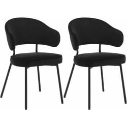Lot de 2 Chaises Salle à Manger avec Dossier Woltu Chaise de Cuisine Scandinave Velours, Pieds en Métal, Noir