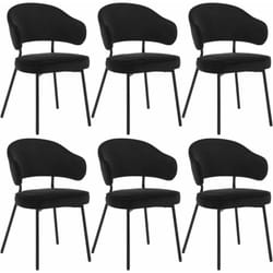 Lot de 6 Chaises Salle à Manger avec Dossier Woltu Chaise de Cuisine Scandinave Velours, Pieds en Métal, Noir