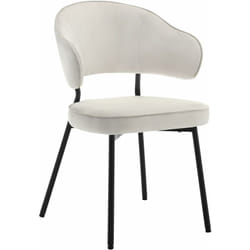 Chaise Salle à Manger avec Dossier, Chaise de Cuisine Scandinave Velours, Pieds en Métal, Crème - Woltu