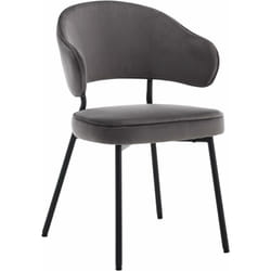 Woltu - Chaise Salle à Manger avec Dossier, Chaise de Cuisine Scandinave Velours, Pieds en Métal, Gris foncé