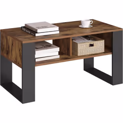 Cette table basse avec rangement a un look minimaliste. présentant un style rétro et industriel polyvalent. Qu'elle soit plac ...