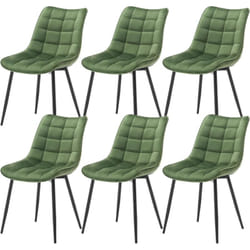 Lot de 6 Chaises de Salle à Manger Woltu Chaise de cuisine scandinaves en velours, Pieds en métal, Vert Foncé