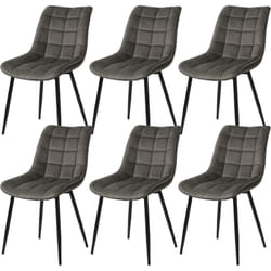 Lot de 6 Chaises de Salle à Manger Woltu Chaise de cuisine scandinaves en velours, Pieds en métal, Gris foncé