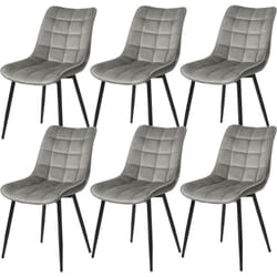 Lot de 6 Chaises de Salle à Manger Woltu Chaise de cuisine scandinaves en velours, Pieds en métal, Gris Clair