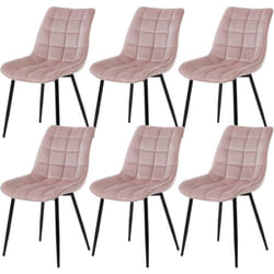 Lot de 6 Chaises de Salle à Manger Woltu Chaise de cuisine scandinaves en velours, Pieds en métal, Rose